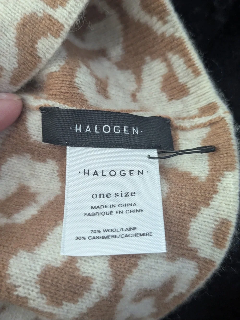 Halogen Leopard Print Wool & Cashmere Beanie - One Size